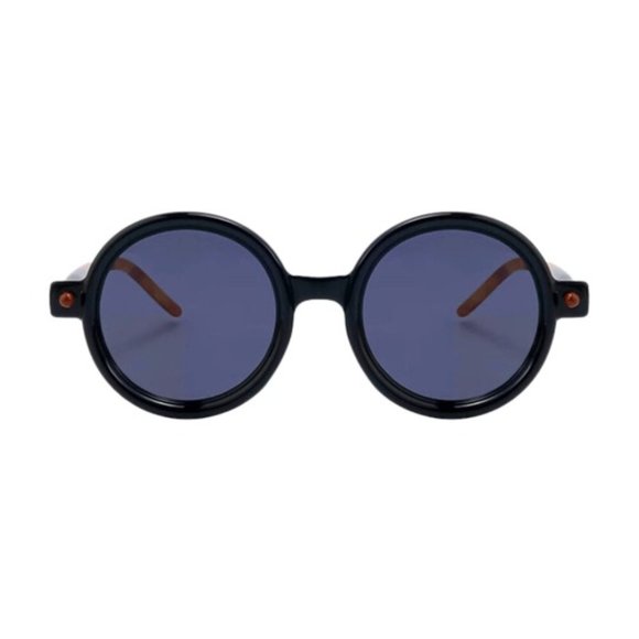 Malibu Retro Round Sunglasses Black Frame Light Grey Tinted Lenses Unisex - Picture 6 of 11